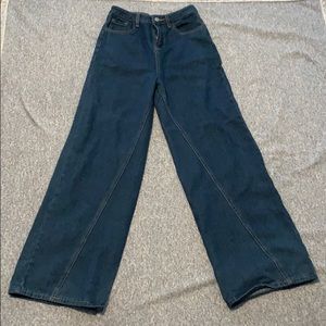 Dark blue wash wide leg jean